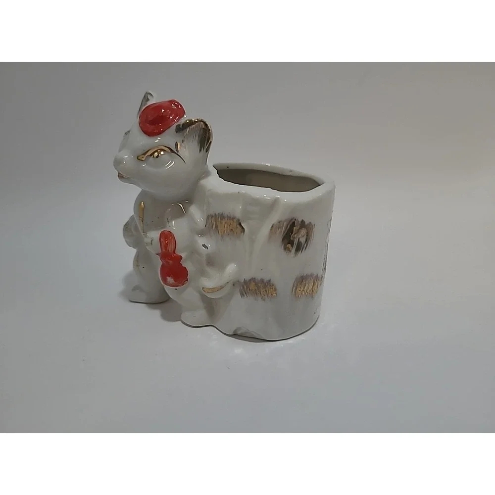 Vintage Japanese Porcelain‎ Toothpick Holder Lucky Cat